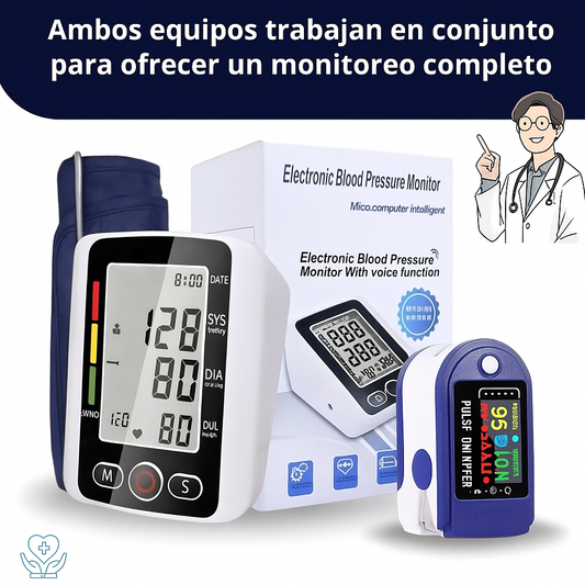 Kit Tensiómetro Digital y Oximetro Digital Medición Precisa y Fácil en Casa